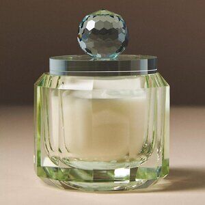 Cut Glass Crystal Candle in Fresh Fern Moss Scent
